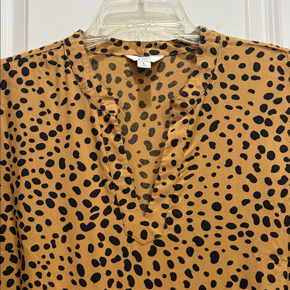 Crown & Ivy Brown Leopard Long Sleeve Dress - Picture 3 of 7